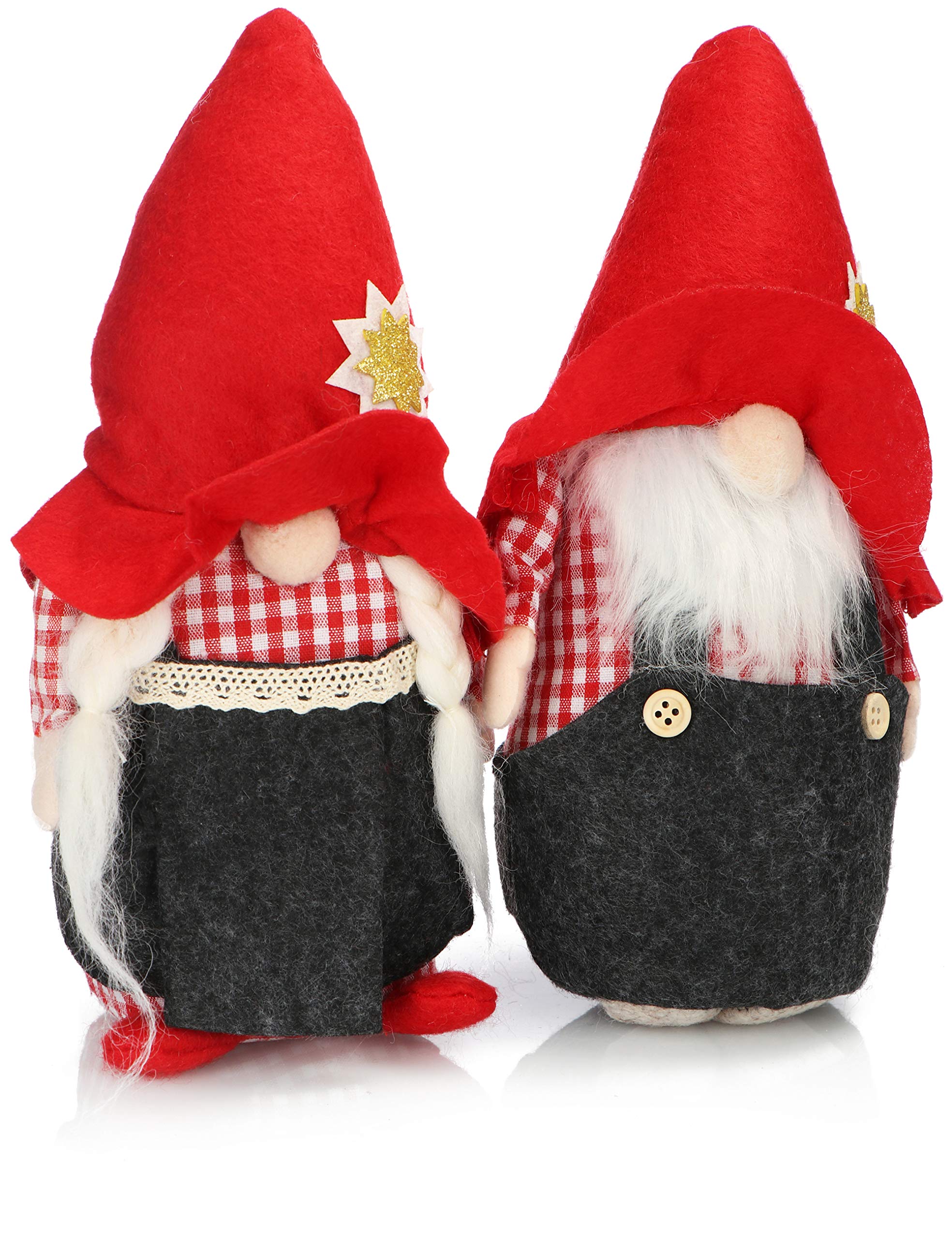 Gnomi Di Natale In Peluche - Coppia 25cm E 29cm, Con Base In Sabbia, Decorazione Natalizia Per Casa - Foto 3