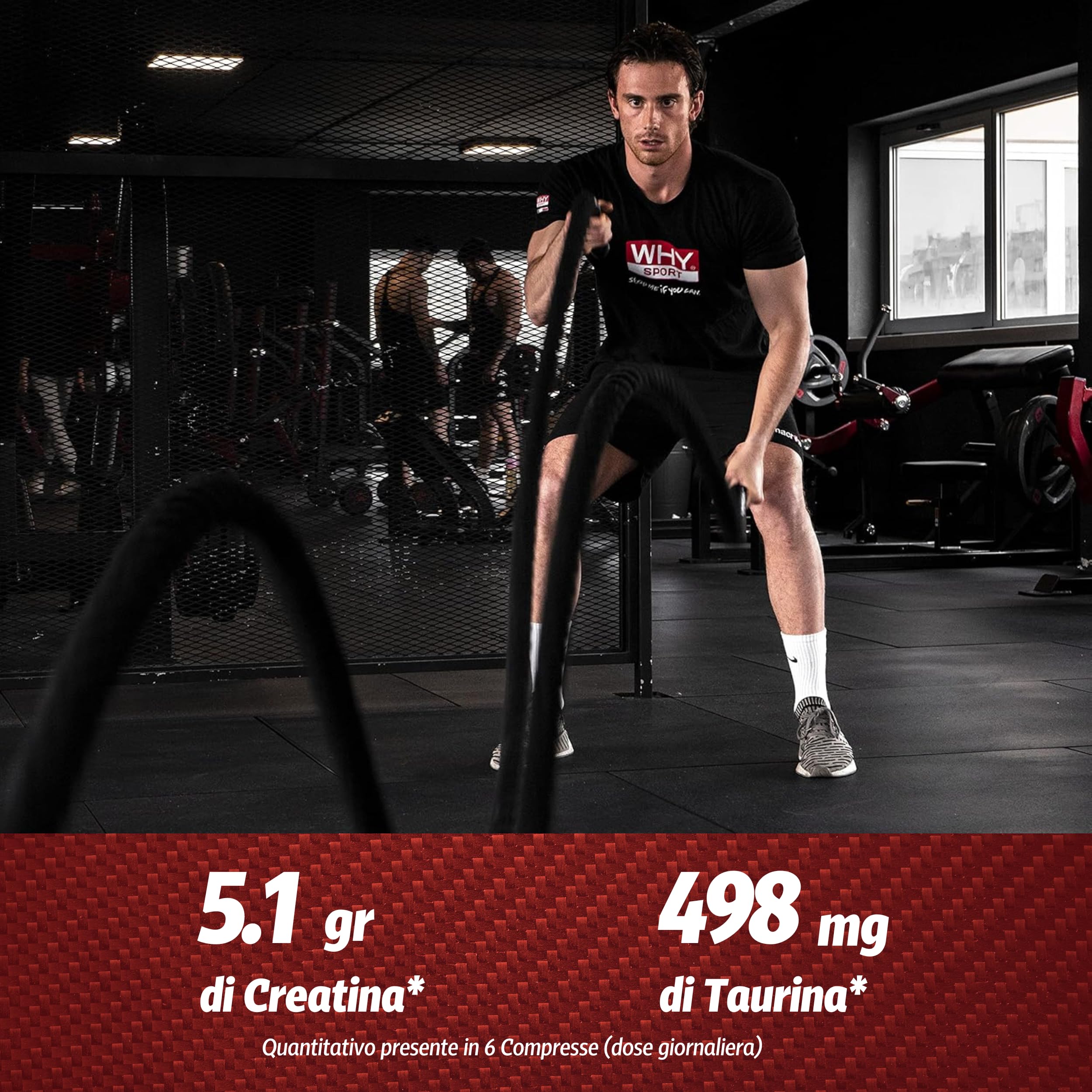 WHY SPORT CREATINA PLATINUM 1300 - Creatina - Pre Workout - Integratore Alimentare a Base di Creatina Monoidrato, Taurina e Arginina – 120 Compresse