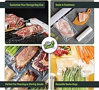 Vista 4 de Bolsas selladoras al vacío para alimentos (6 x 12 pulgadas, 100 unidades), bolsas de tamaño de pinta de 3.5 mil, congelador, almacenamiento