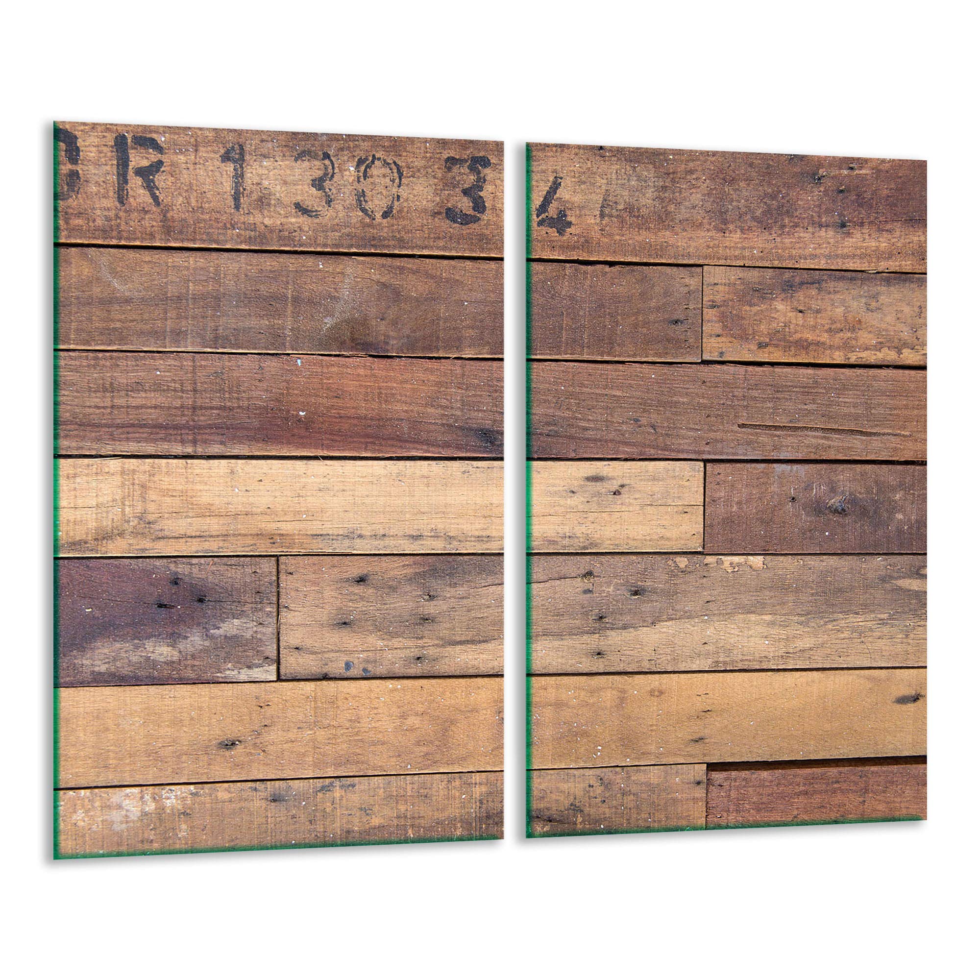 TMK | Herdabdeckplatten 2 Teilig 2x30x52 cm Ceranfeldabdeckung Küche Elektroherd Induktion Herdschutz Spritzschutz Glasplatte Schneidebrett Holz