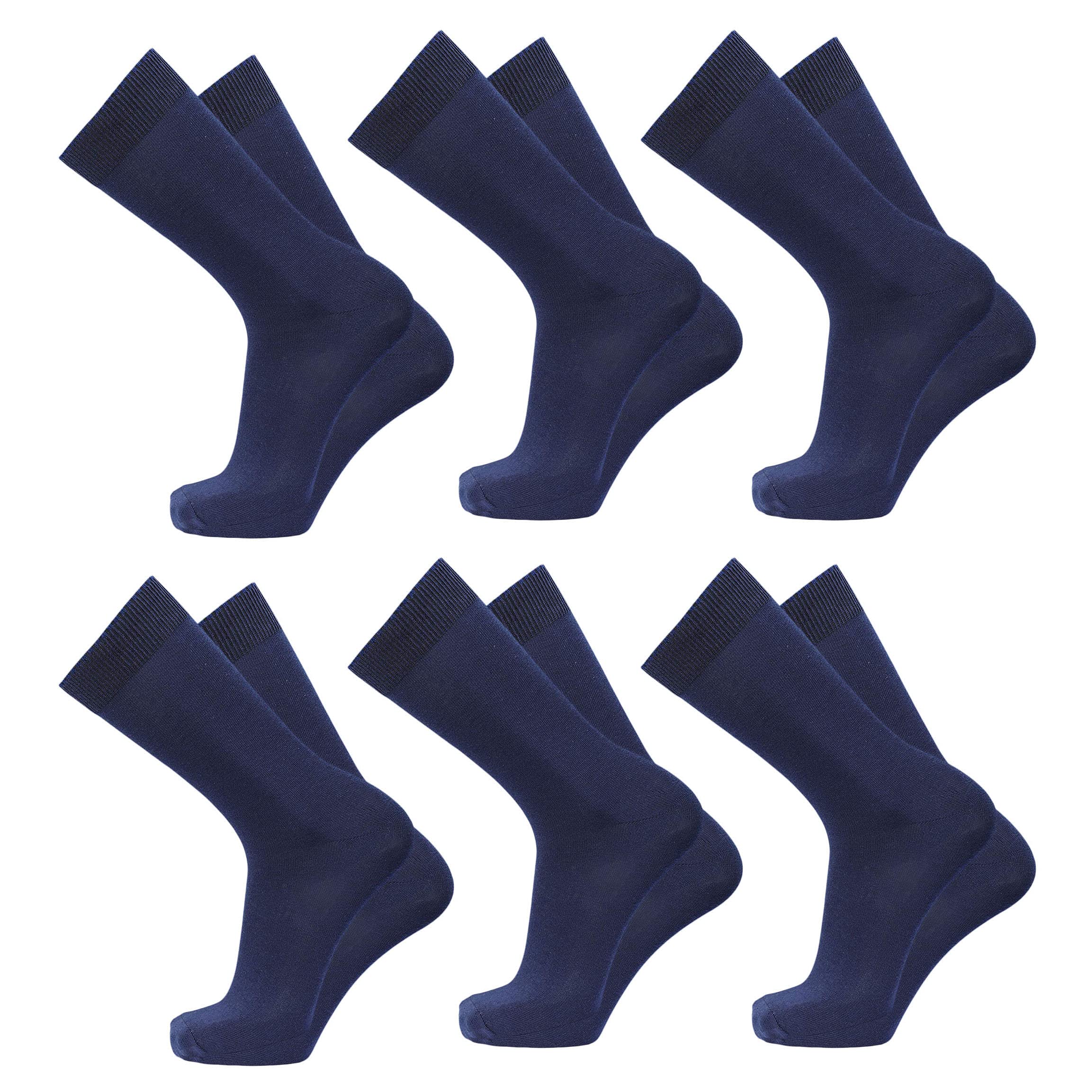 Calf Length, Full Length, High Length Pure Cotton Plain Solid Navy Color Formal Socks For Men and Boys - Pack of 6 Pairs, Free Size-image-1