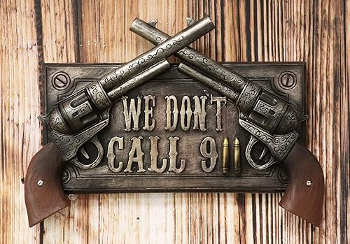 Miniatura 6 de Ebros Gift No Warning For Trespassers Wild West Dual Six Shooter Guns With Bullets Wall Art Placa rústica Western Dos Pistolas Decoración de pared