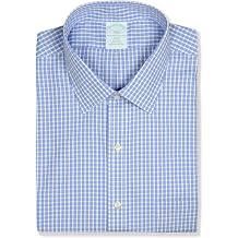 Brooks Brothers Mens Slim Fit All Cotton Outline Plaid Pocket Dress Shirt,