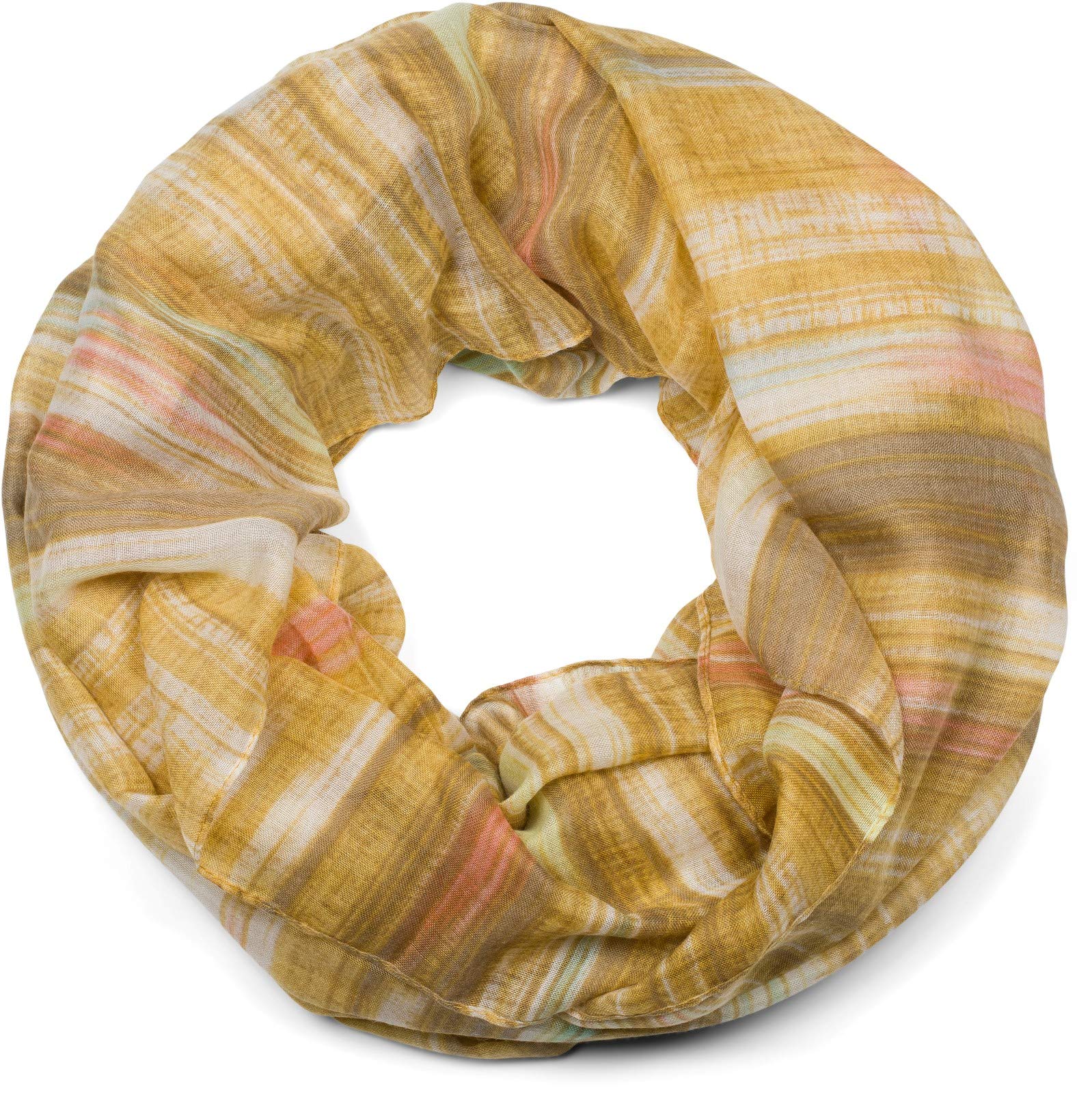 Stylebreaker Women's Mustard Striped Loop Scarf