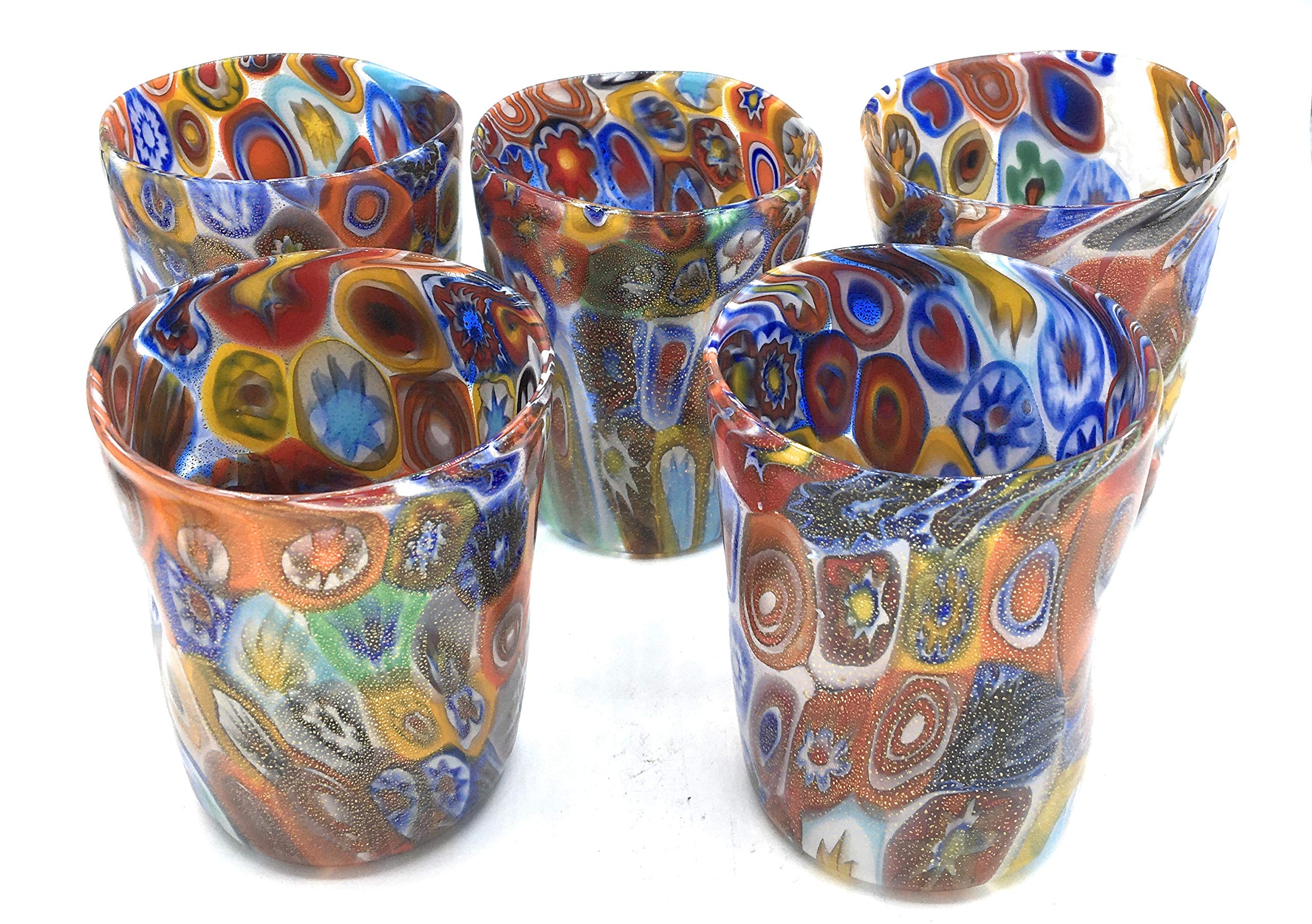 Vasos Goto Veneciano cristal de Murano hoja oro para cenas y mesas elegantes