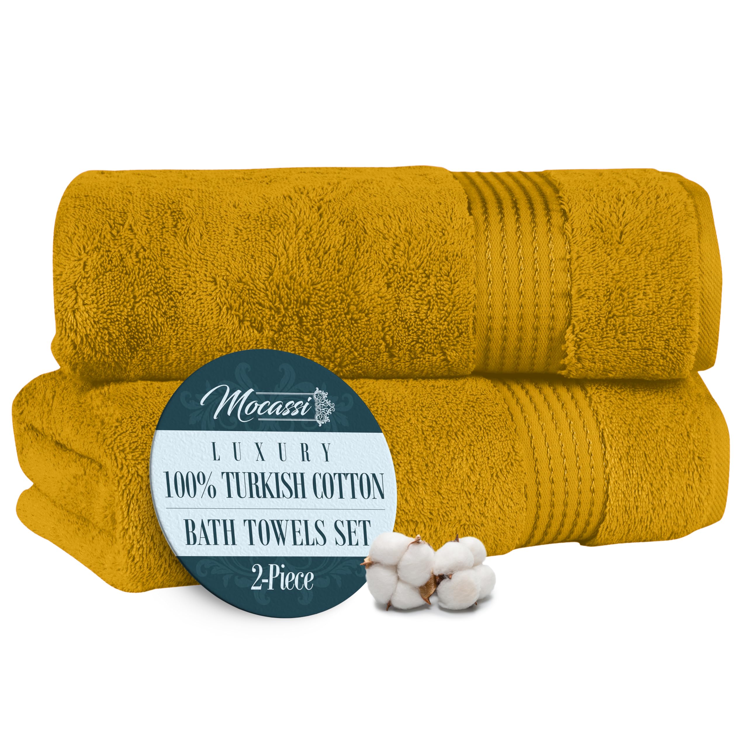 Mocassi Luxury 100 Turkish Cotton 2-Pack Bath Towel Set- Ultra Soft Quick Dry Highly Absorbent 27 x 54