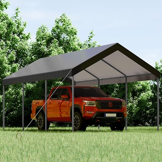 Shintenchi 10x20 FT Heavy Duty Carport,Dark Grey