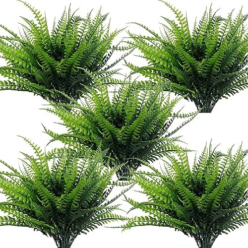 Miniatura 8 de TURNMEON 12 paquetes de flores artificiales de otoño para exteriores, resistentes a los rayos UV, plantas de otoño para interiores, helecho Boston