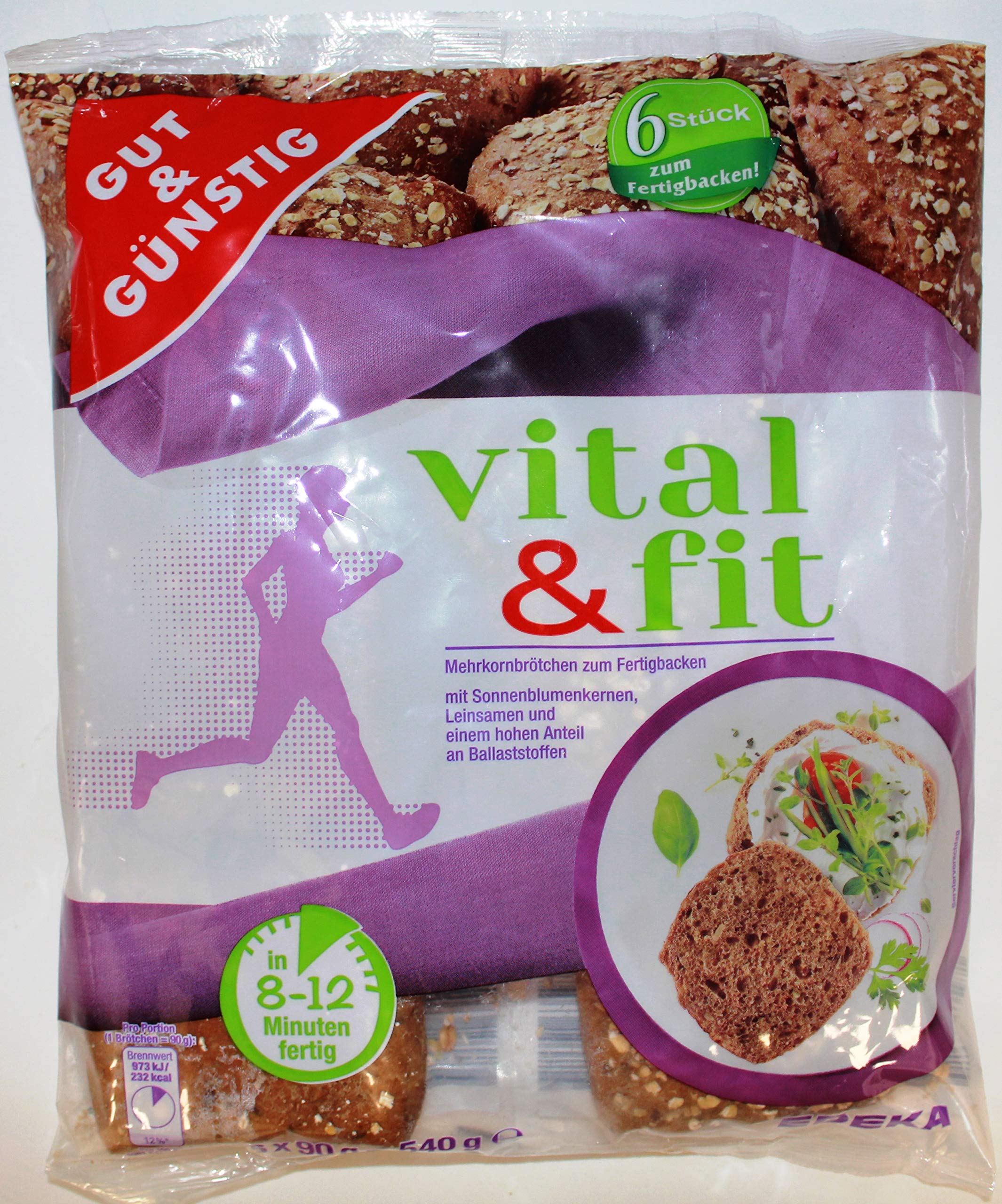 Gut & Günstig Vital & Fit Mehrkornbrötchen, 6er Pack (6 x 540g)