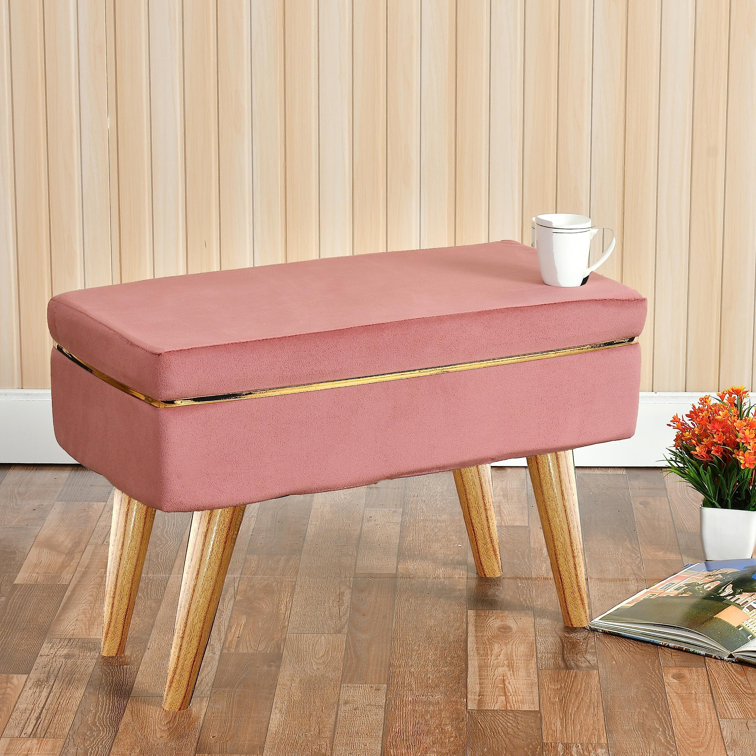 Ottoman Stool for Living Room Sitting Pouffes Upholstered Pouffe Puffy for Foot Rest Home Furniture Mudda Pouf Round Sitting Foot Stool for Office Room Dcor, (Sq-Satti-Gajri)