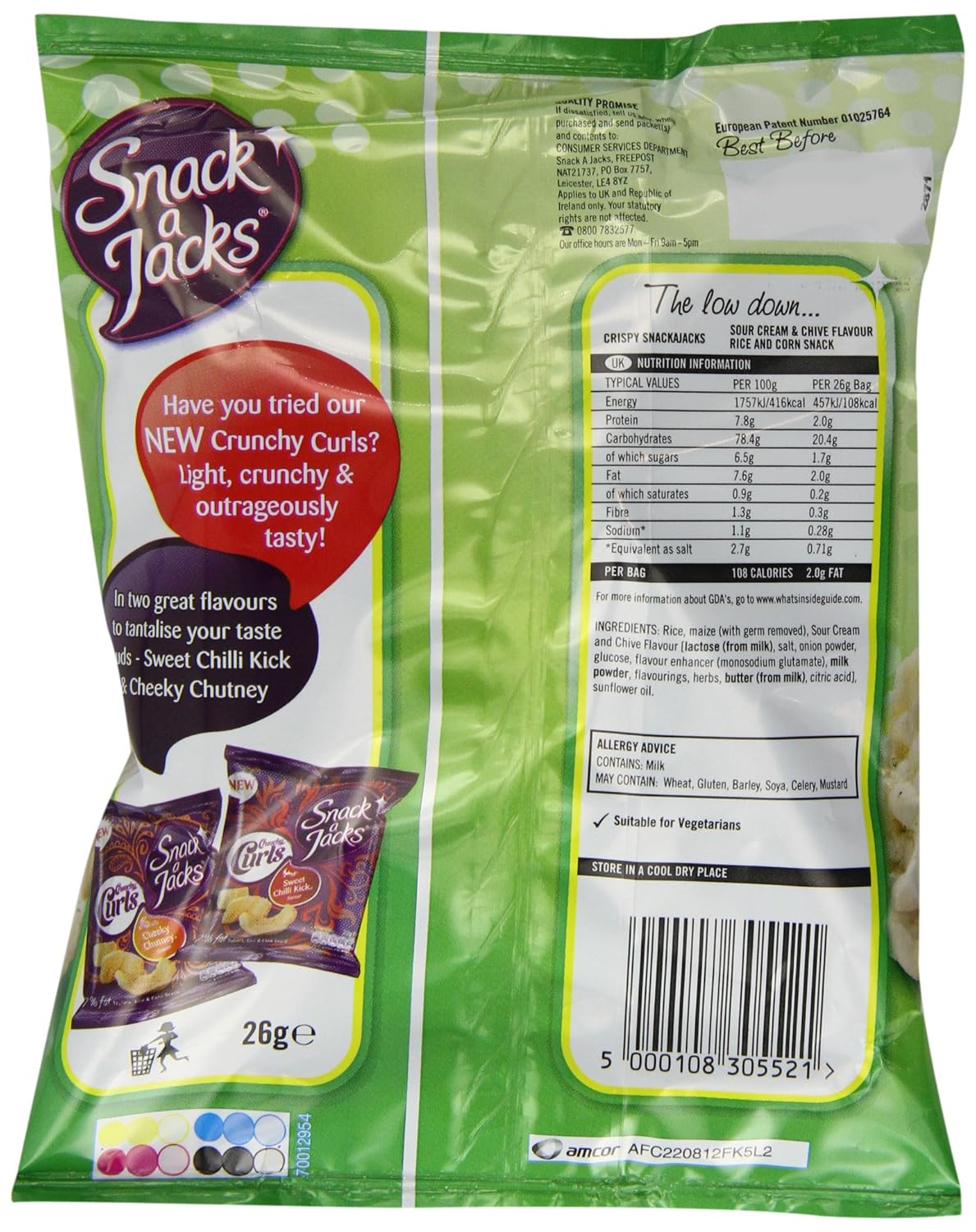 Snack a Jack Sour Cream and Chive 26 g (Pack of 24)