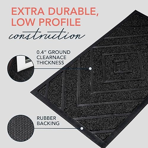 Vista 4 de ubdyo Tapete extra duradero para exteriores, tapete de bienvenida para exteriores, antideslizante, tapete de entrada de perfil bajo