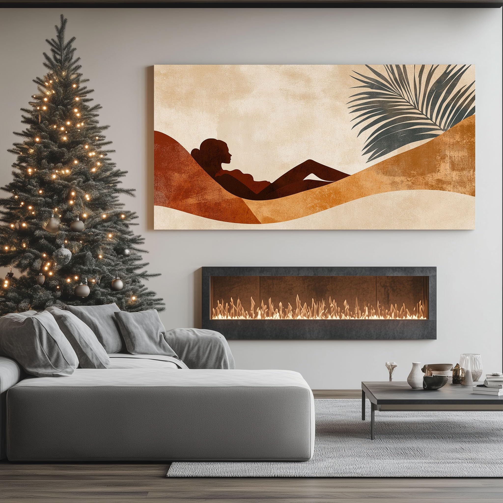 ZORYAN Tableau sur Toile Bohème Silhouette Femme Grand Format XXL 80x160 cm