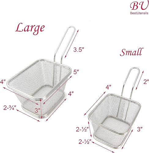Miniatura 7 de Best Utensils Chips - Cestas de acero inoxidable para freidora, colador para servir alimentos, herramienta de cocina, cesta de papas fritas (pequeña