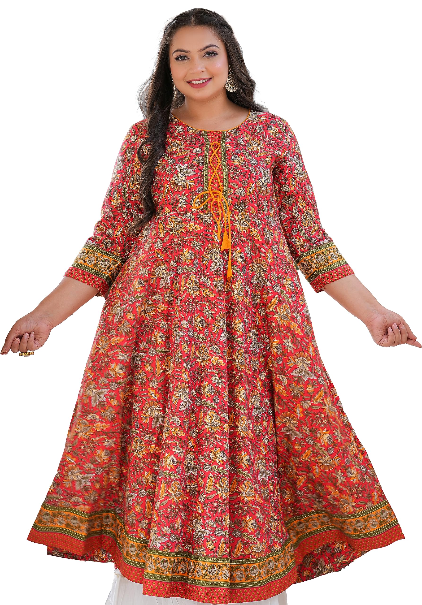 Yash Gallery Women's Rayon Relaxed Fit Anarkali 's Floral Printed Kurta