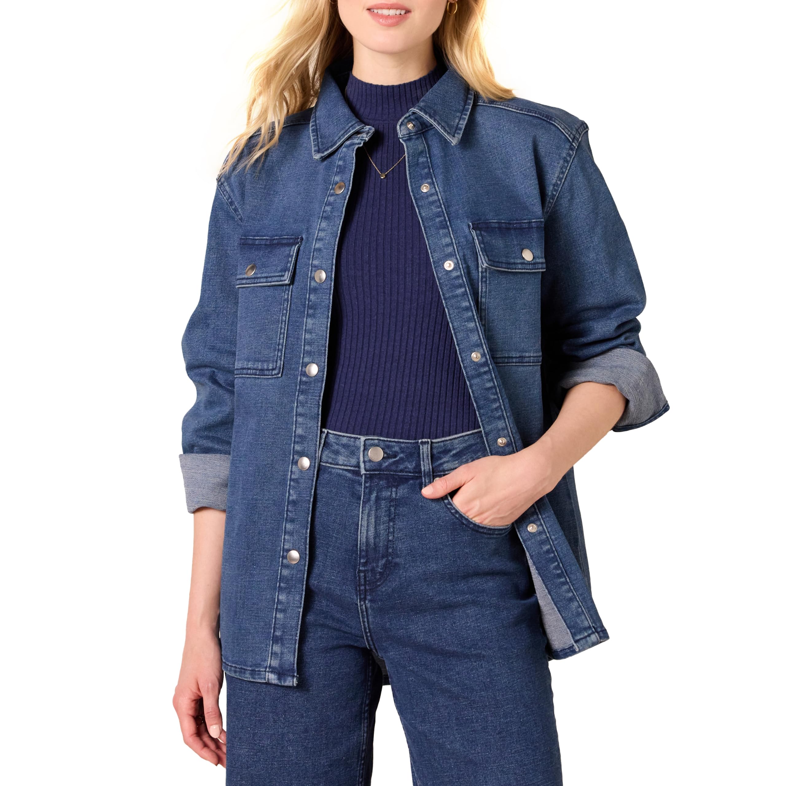 Amazon Essentials Women's Oversized-Fit Heavyweight Denim Shirt Jacket