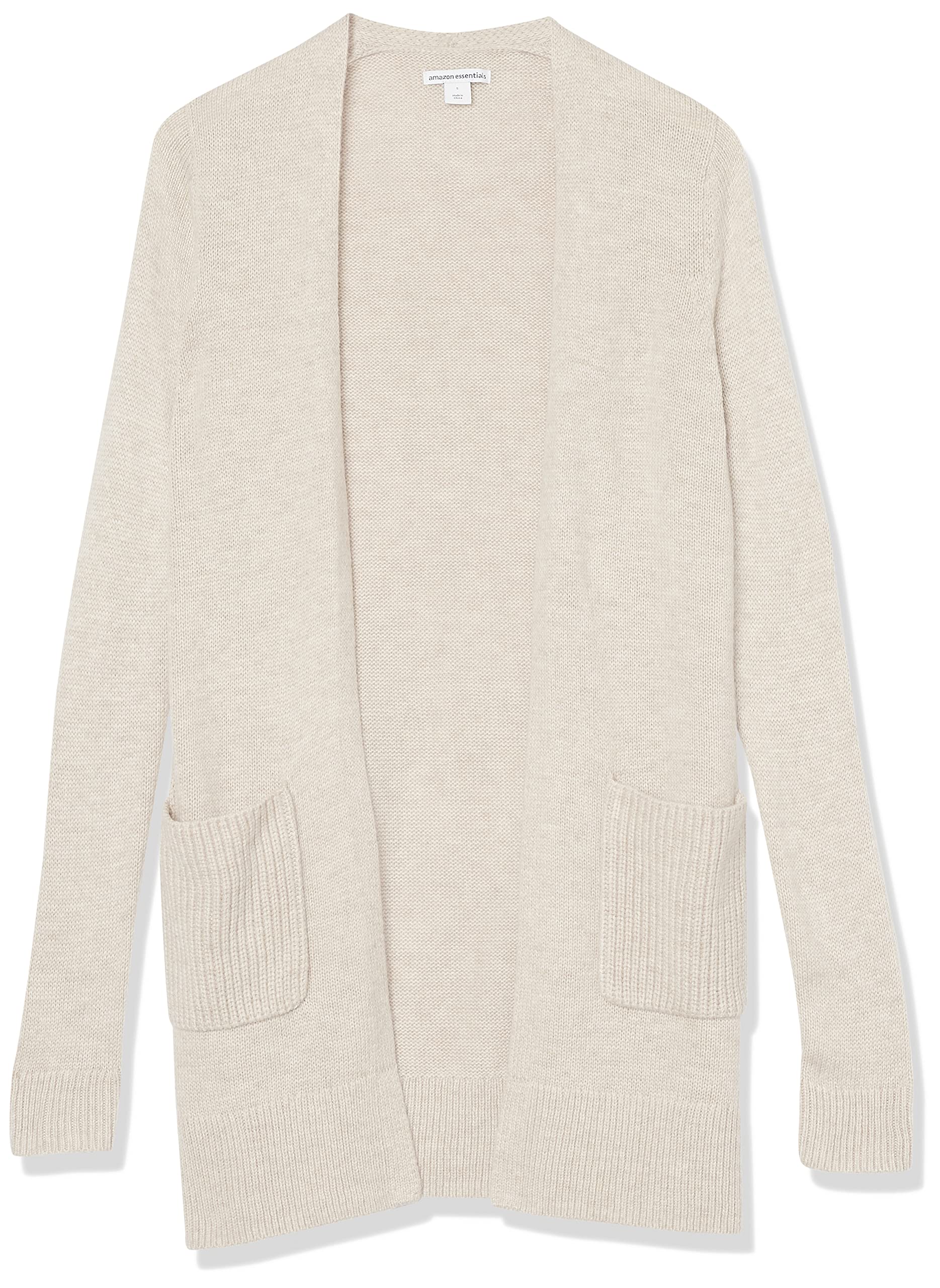 Amazon Essentials Cardigan a Maniche Lunghe in Jersey con Cuciture a Vista sul Davanti Donna