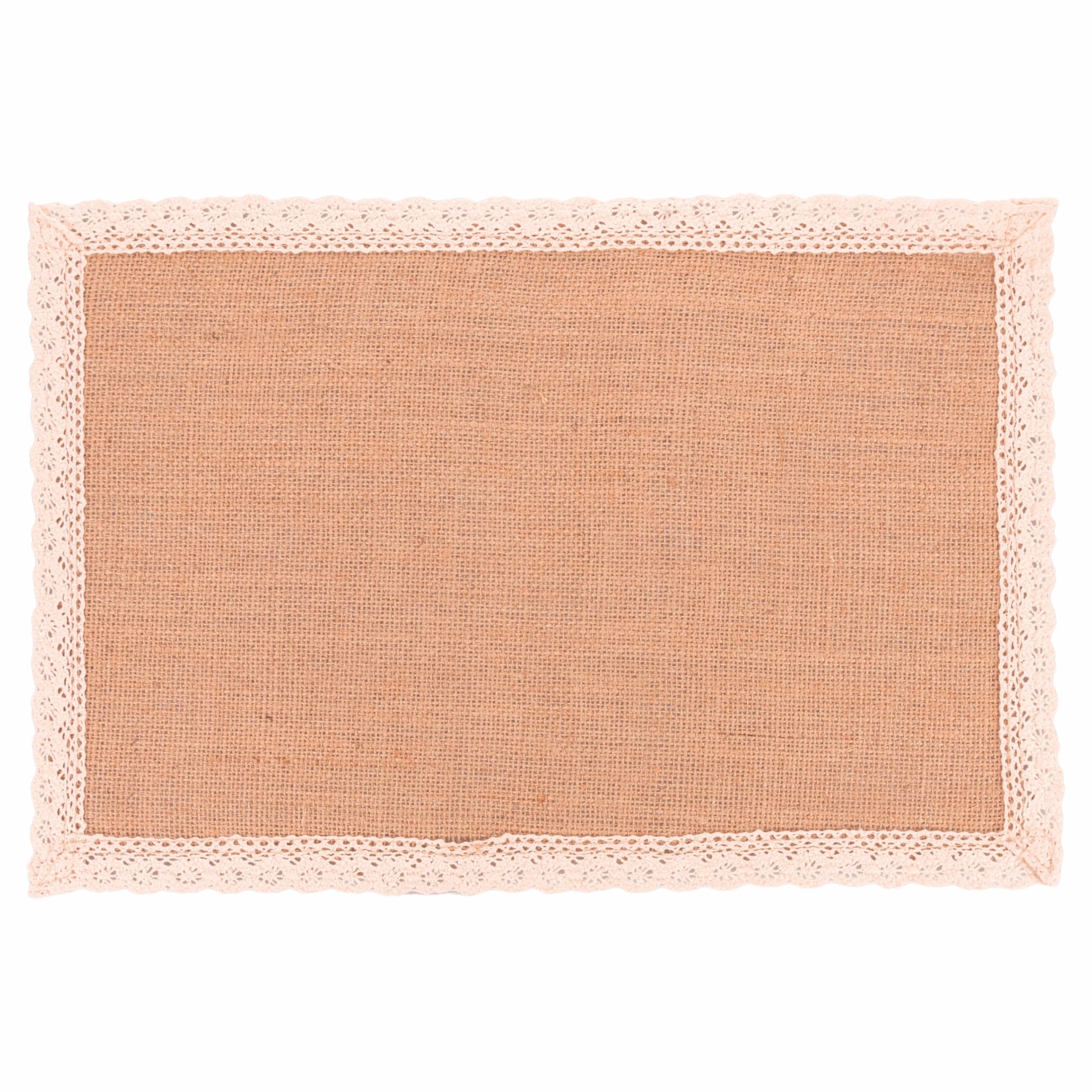 Rectangular Placemat 45 x 30 cm Jute Lace Edge