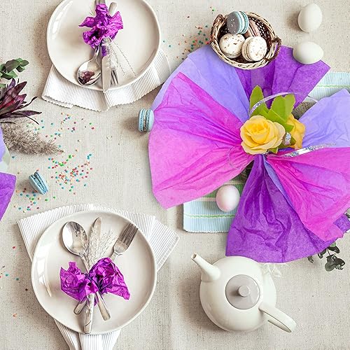 Miniatura 6 de MR FIVE 90 hojas de papel de seda morado a granel, 14 x 20 pulgadas, papel de seda morado para bolsas de regalo, bolsa de regalo púrpura para el día