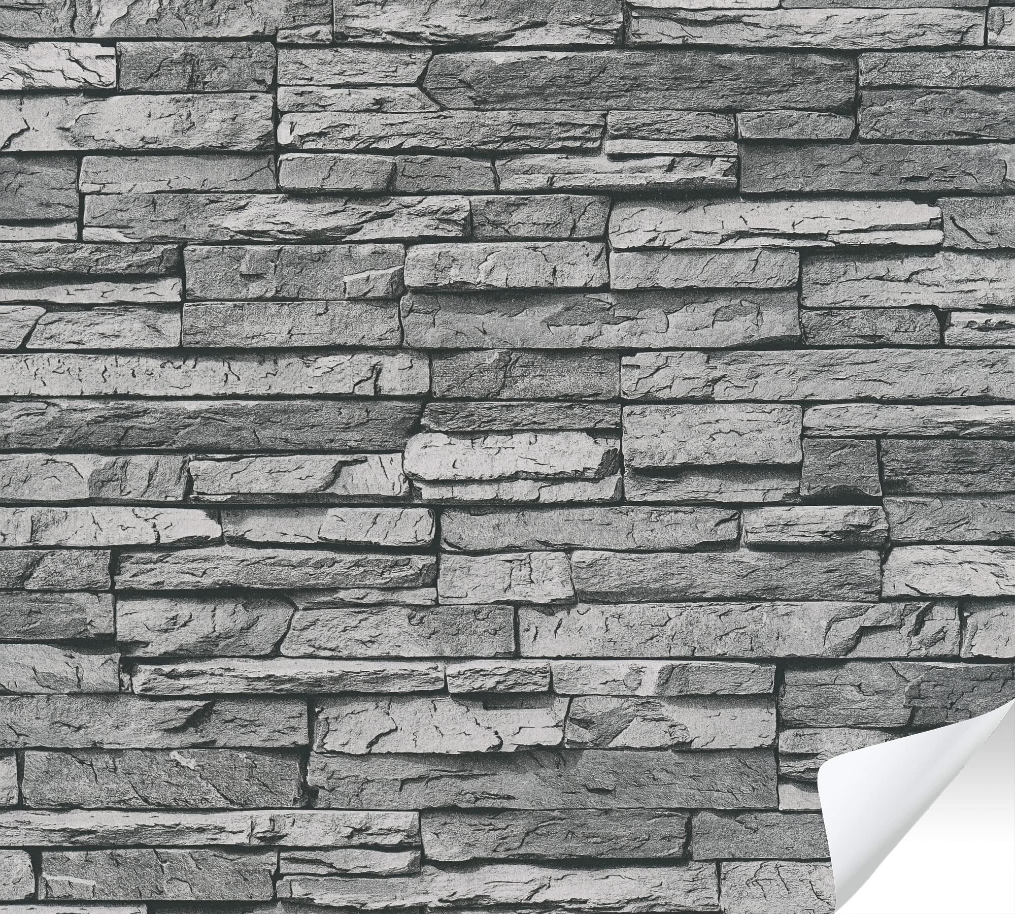 A.S. Création Selbstklebende Tapete Steinoptik Grau Schwarz The Wallcover 385891 3D 8,40x0,53m Made in Germany