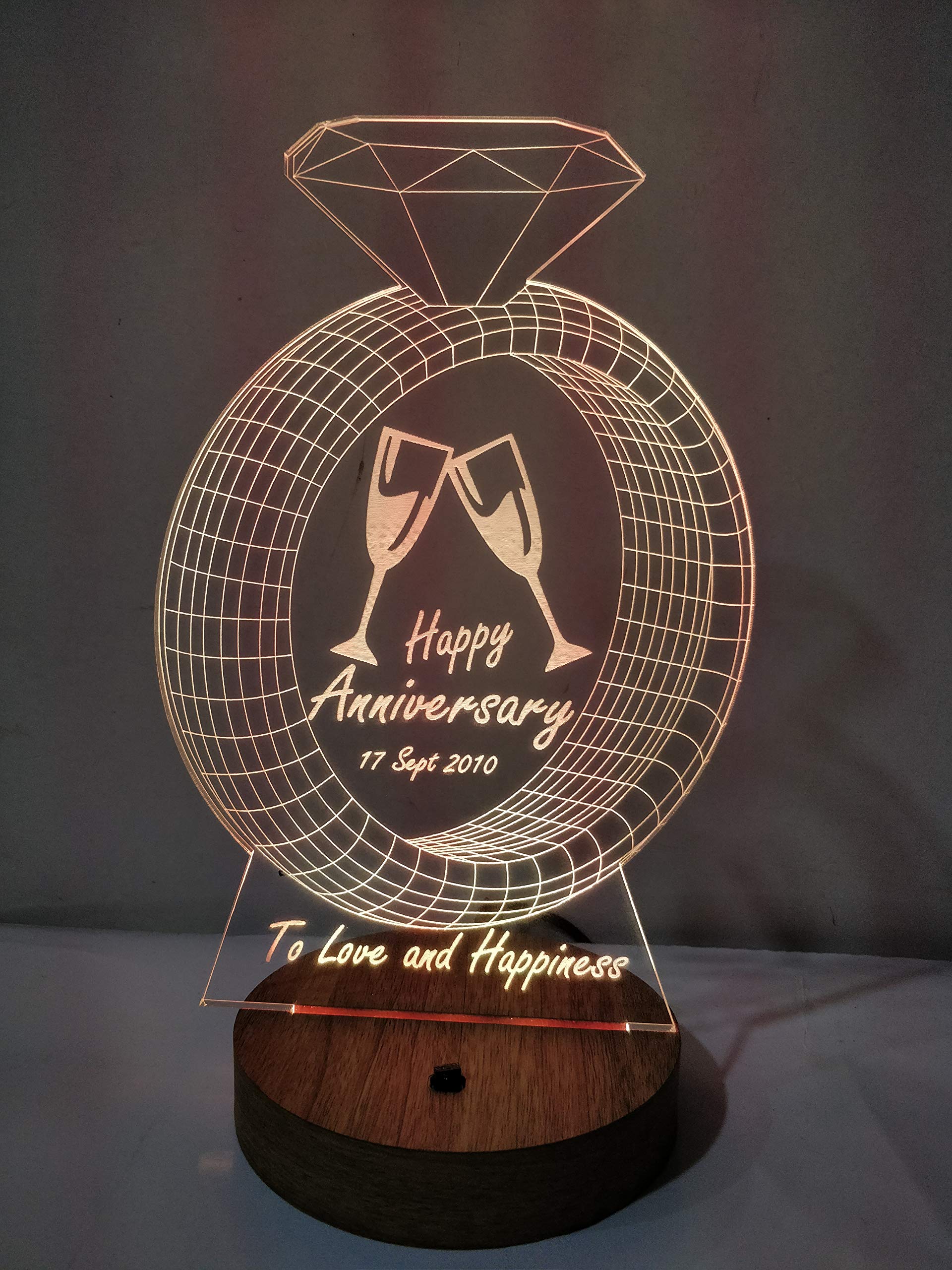 DESIGN ELLE Designelle LED Base Lamp Personalised with Any Text or Name (Gold, Ring)-image-39