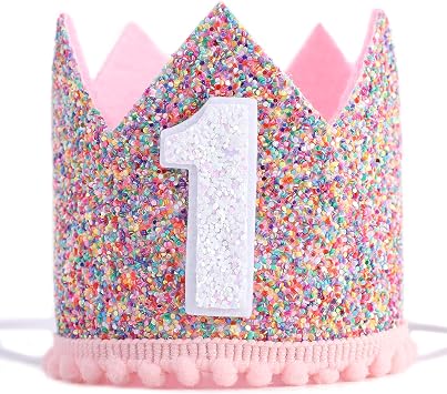 Rainbow Crown - 1st Birthday Party Glitter Crown, Baby Photo Props, Little Girls Hair Accessories