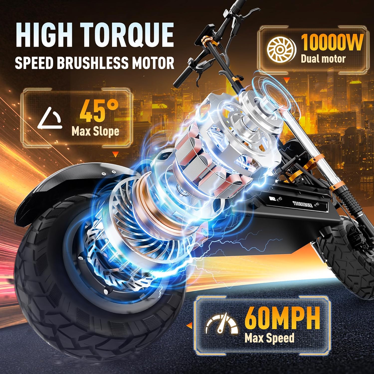 Adult Electric Scooter, 10000W Dual Drive, 11-inch All-Terrain Tires, Speed up to 60 mph, 72V40AH LG Battery, Range of 70-80 Miles, Detachable seat, NFC Unlock, Smart Large Screen, Commuter Scooter