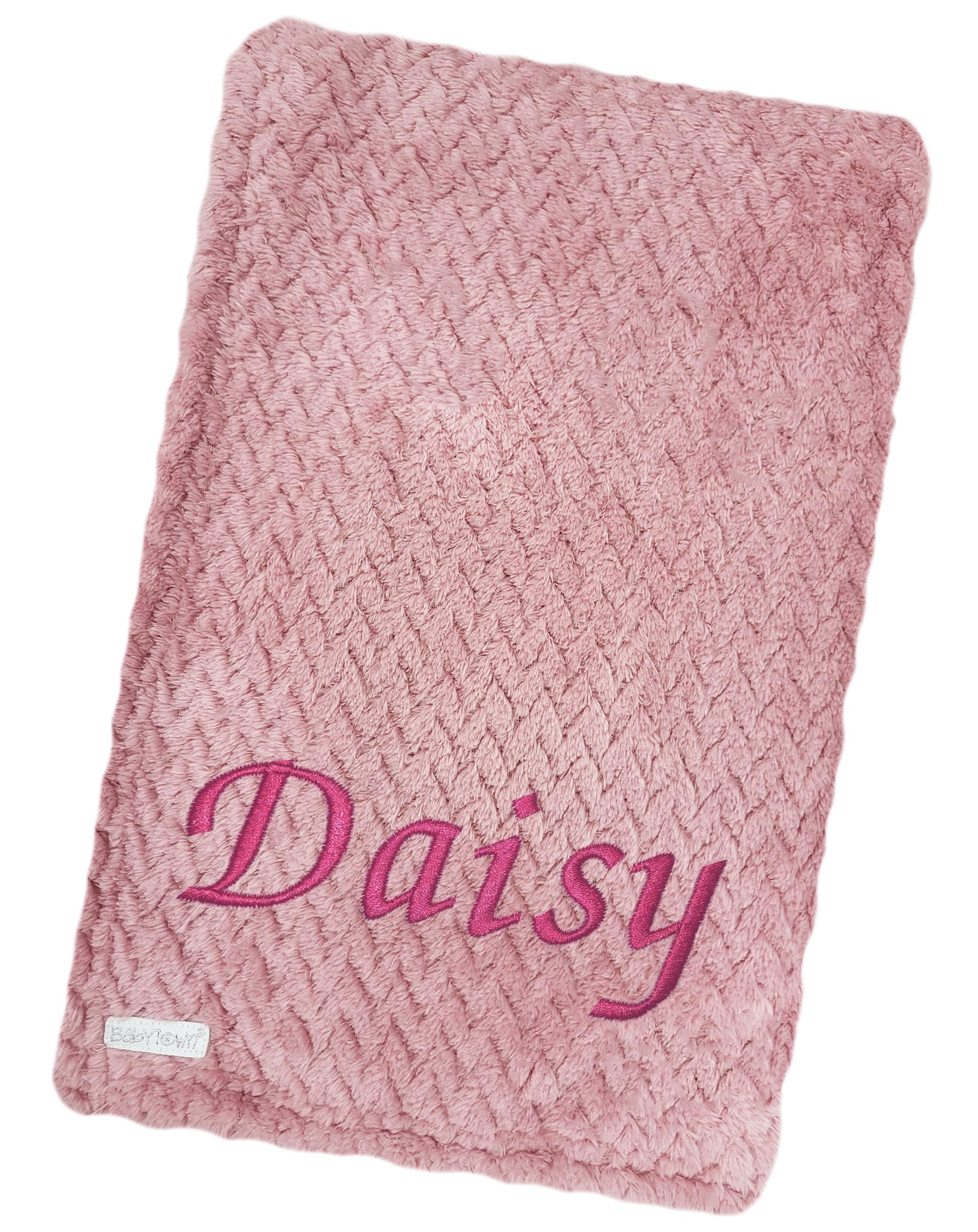 JJLC Baby Boy Girl Personalised Blanket Embroidered Name Waffle (Dusky Pink Waffle Blanket)