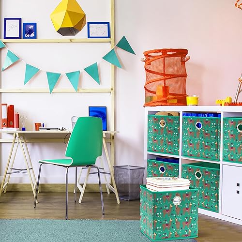 Miniatura 10 de Simple Houseware Paquete de 3 contenedores de almacenamiento cúbicos de tela de impresión de 13 pulgadas con asas, color negro