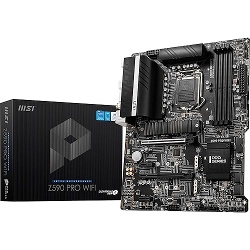 MSI Z590 PRO WIFI ProSeries Motherboard (ATX, 11th/10th Gen Intel Core, LGA 1200 Socket, DDR4, PCIe 4, M.2 Slots, USB 3.2 Gen 2, 2.5G LAN, DP/HDMI, Wi-Fi 6E)
