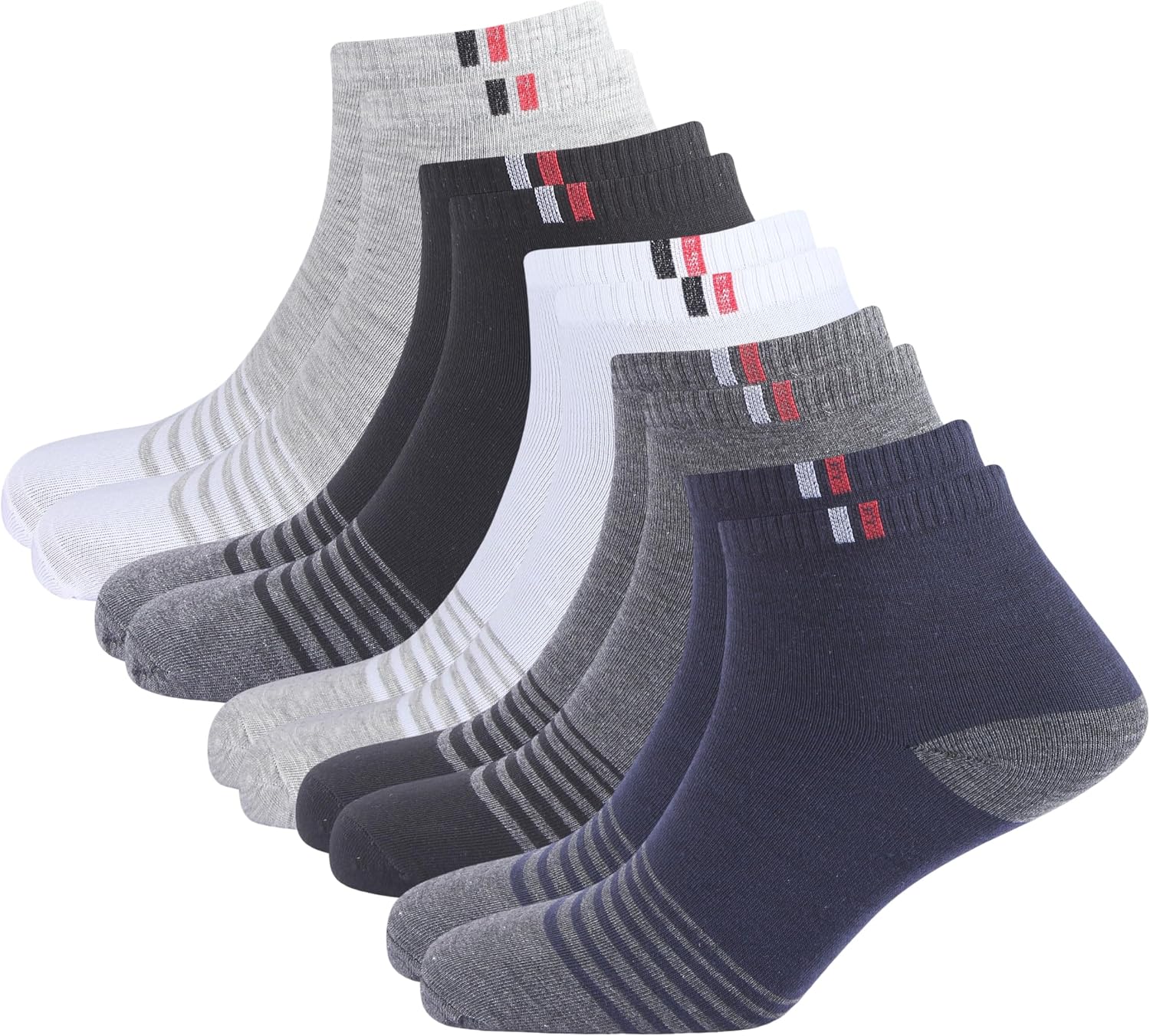 SJeware 12 Pairs Solid Ankle Socks for Men & Women, Multicolor, Pack of 12, Free Size