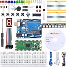 UNO R3 & Raspberry Pico Compatible with Arduino IDE Learning Kit | The Ultimate Value with 75+ Components, 34 HD Tutorials | All-in-One Starter Kit with Breadboard