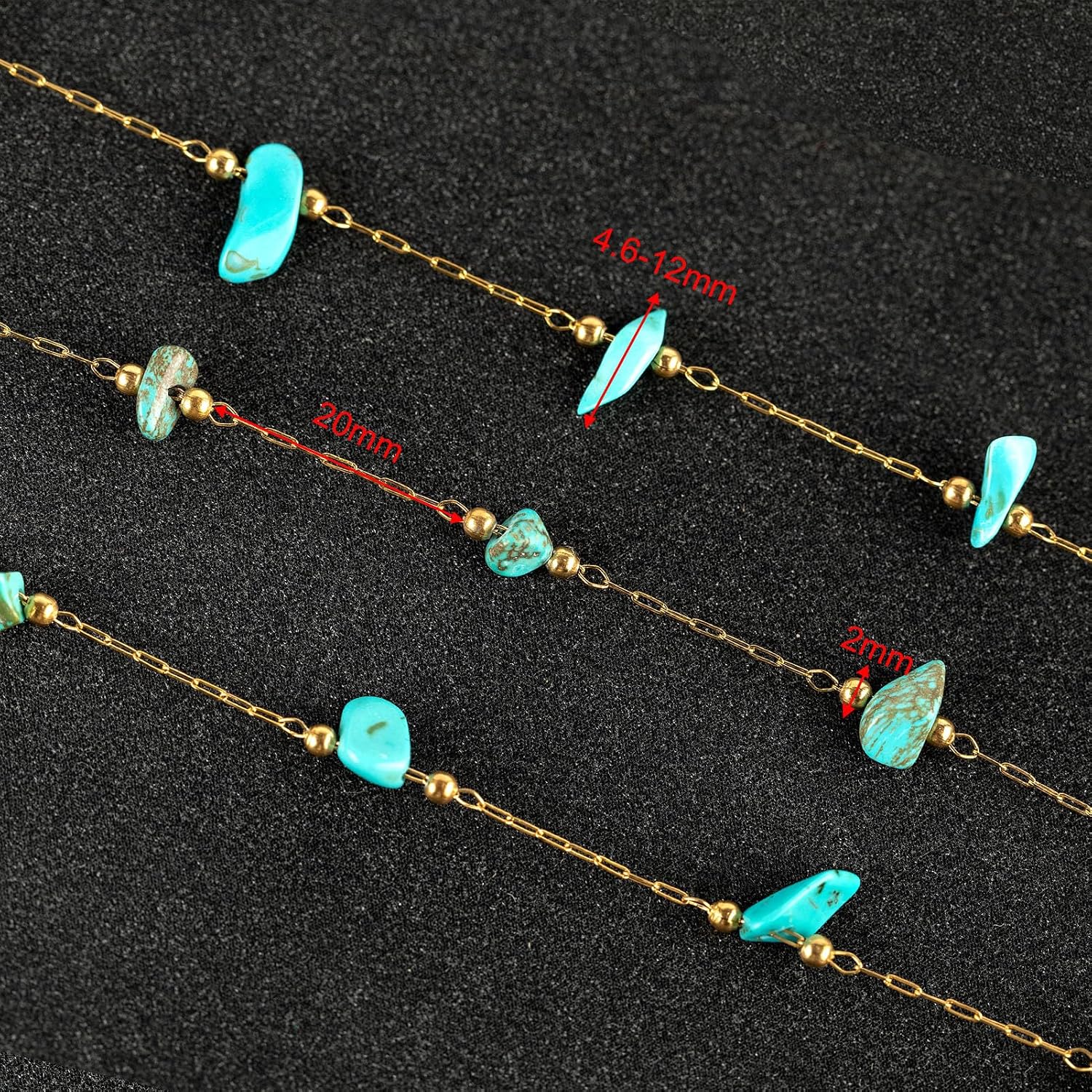 UMAOKANG Turquoise Blue Natural Raw Healing Stone Chain for Jewelry Making