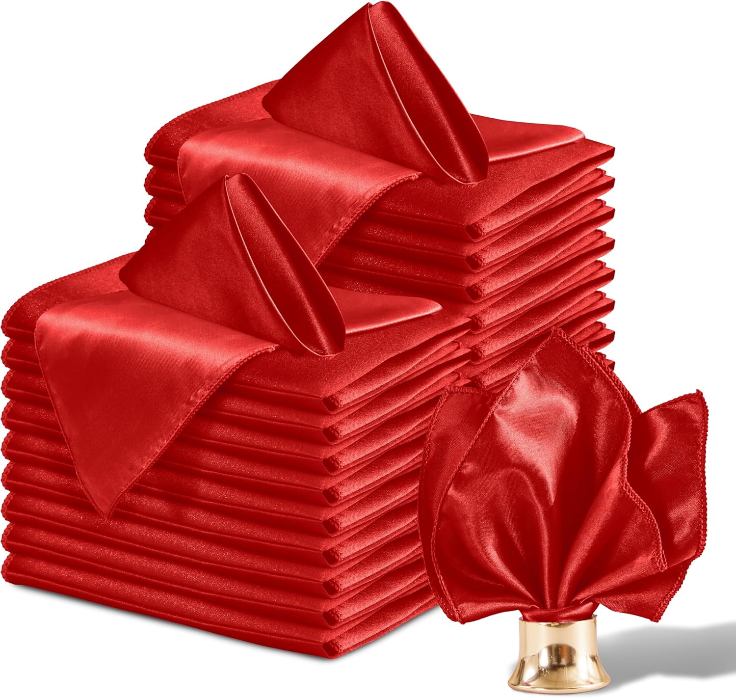 Amazon.com: Aormenzy 25 Pack Red Satin Napkins 12 x 12 Silky Napkins ...