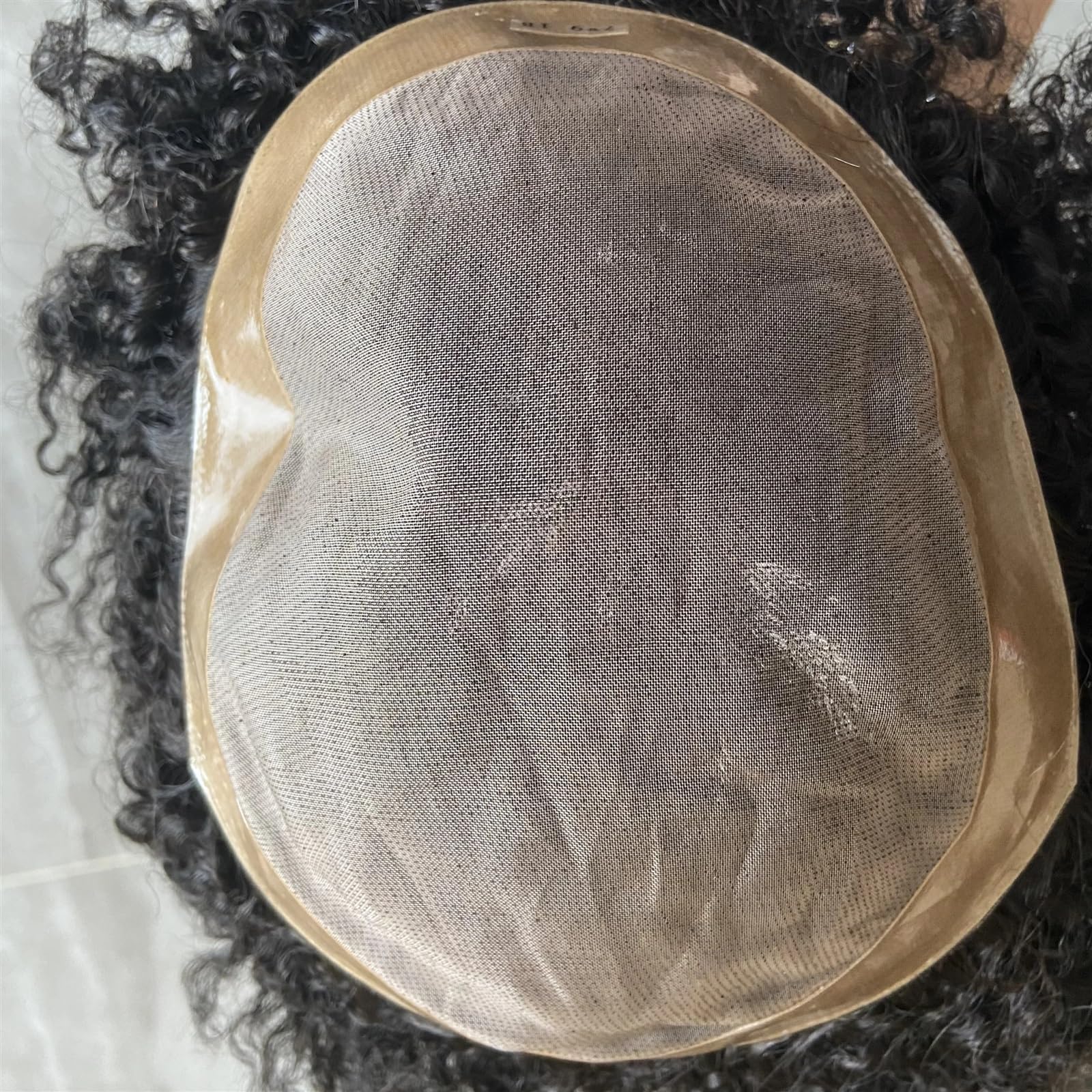 Tupet dla mężczyzn, z ludzkich włosów, 10 mm, falista końcówka mono, z NPU wokół protezy, zamienne części do włosów dla mężczyzn i mężczyzn (7 x 9)