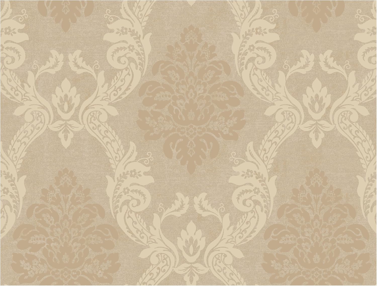 York Wallcoverings PC8996 Heritage Home Neoclassic Damask Wallpaper, Smoky Black/Graphite/Pearled Gold Metallic