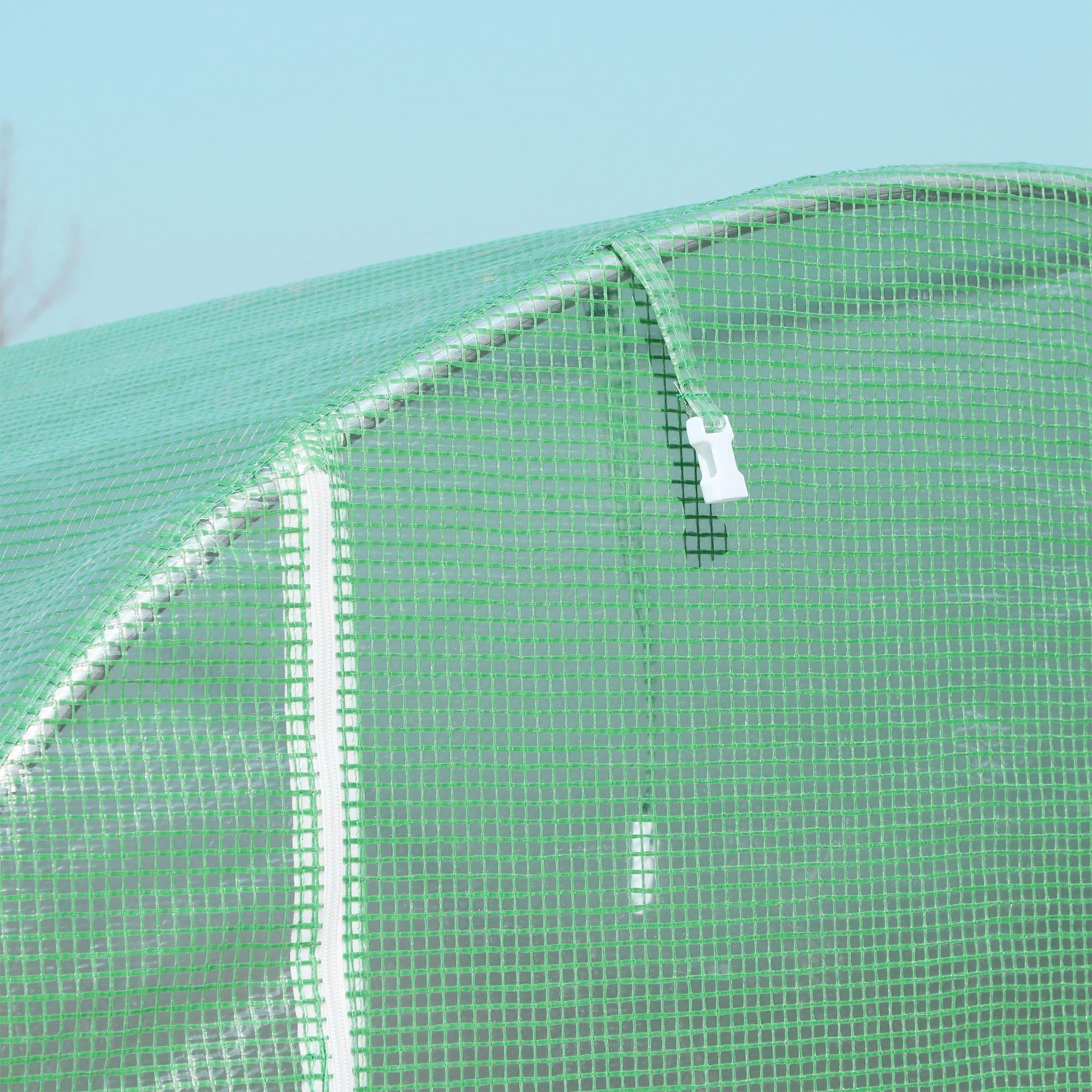 Outsunny Serra da giardino tunnel telaio tubolare rinforzato porta con cerniera finestre arrotolabili verde (300x200x205cm)