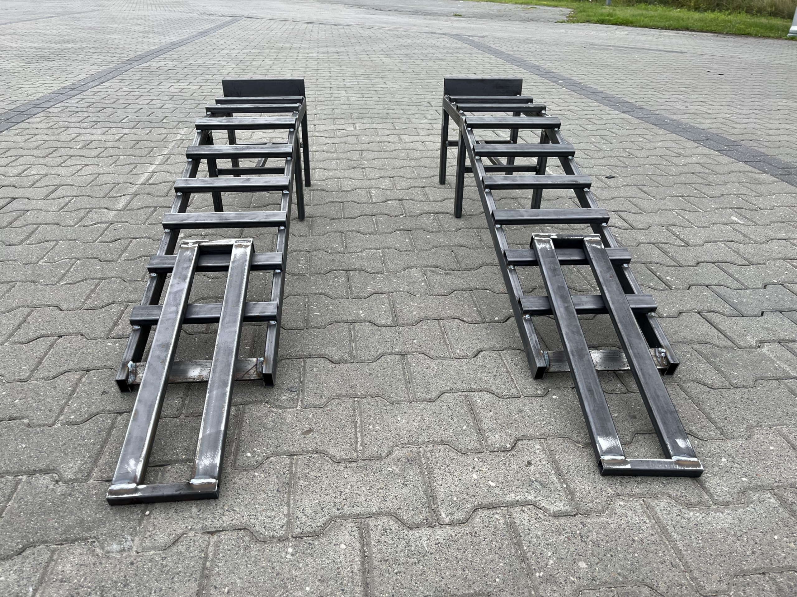2X Rampes Auto 4000 kg – Non Peintes – avec Extensions | Charge Lourde | Low‑Profile 330 mm | pour Voitures, SUV, 4x4 | Idéal Atelier & Vidange