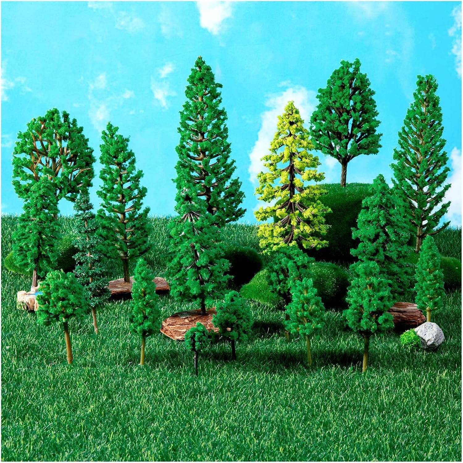 40Pcs Mixed Model Trees, Fake Mini Trees for Crafts1.2-6 Inch Mixed Model Tree for Diorama Building Model Trees Cake Decorations Train SceneryFairy Garden