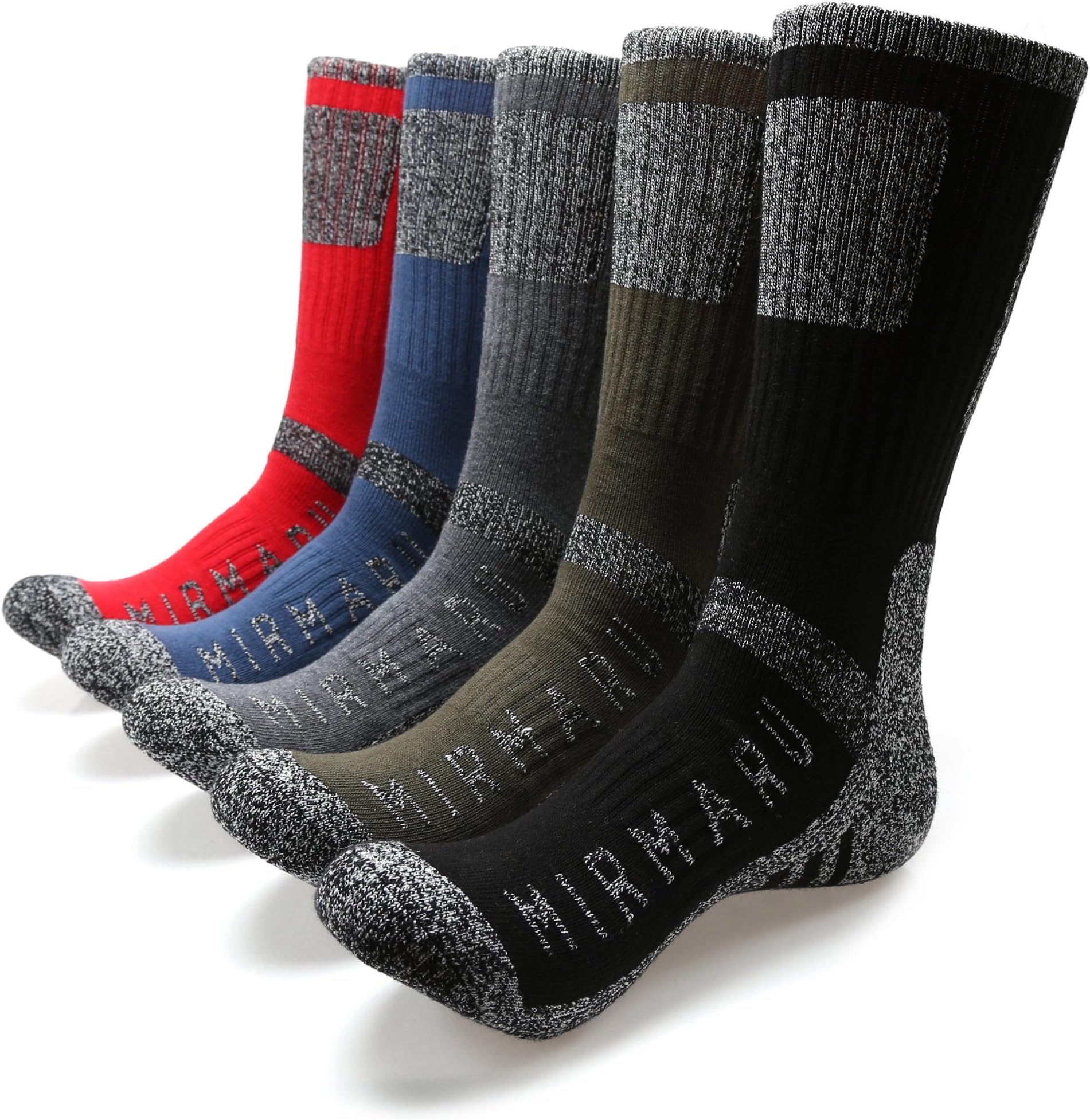 Men's 5 Pairs Multi Performance Outdoor Sports Hiking Trekking Crew Socks