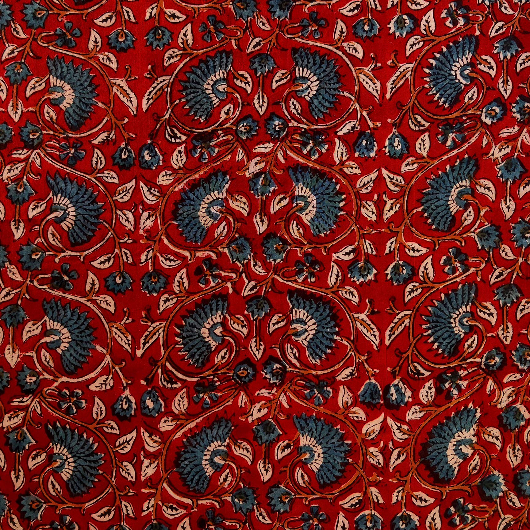 Cotton Dinner Napkins 18x18 inches - Washable Cloth Napkins Set of 6 - Everyday Use or Dinner Party and Events - Red Blue Lightweight Indian Block Printed Soft Fabric by Craftbot