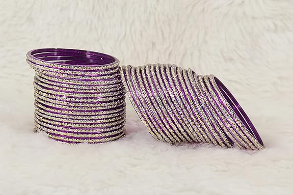 NMII Glass with Polka Dots & Glitter Stylish Fancy Bangles Set For Women & Girls | Glass Bangles | Traditional Women Bangles - Pack of 36 Bangle - Image 3
