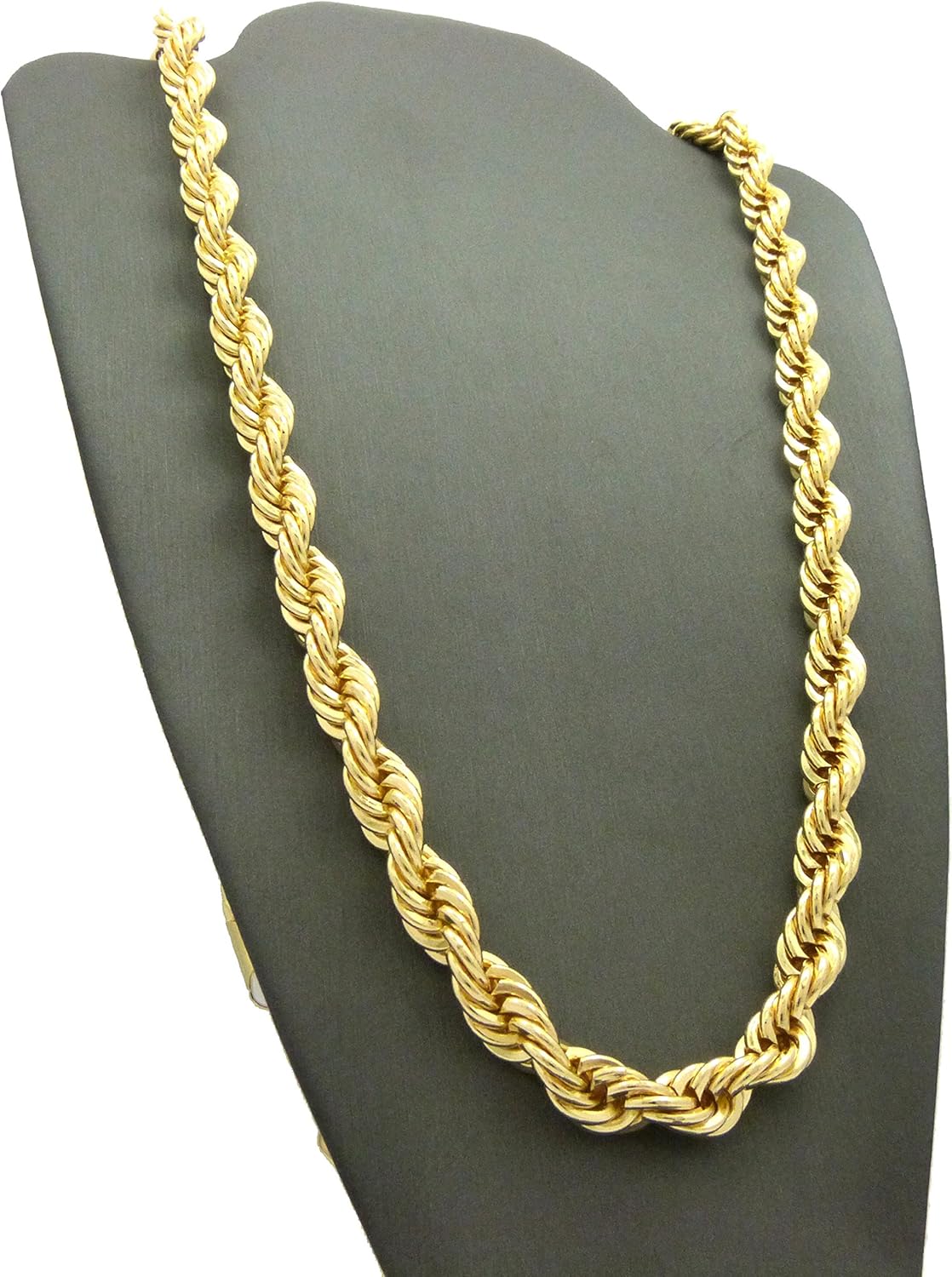 Fashion 21 Hip Hop 80' Unisex Rapper's 8mm 24", 30" Hollow Rope Chain Necklace in Gold, Silver Tone (Gold - 8mm 30" Rope Chain) - Image 5