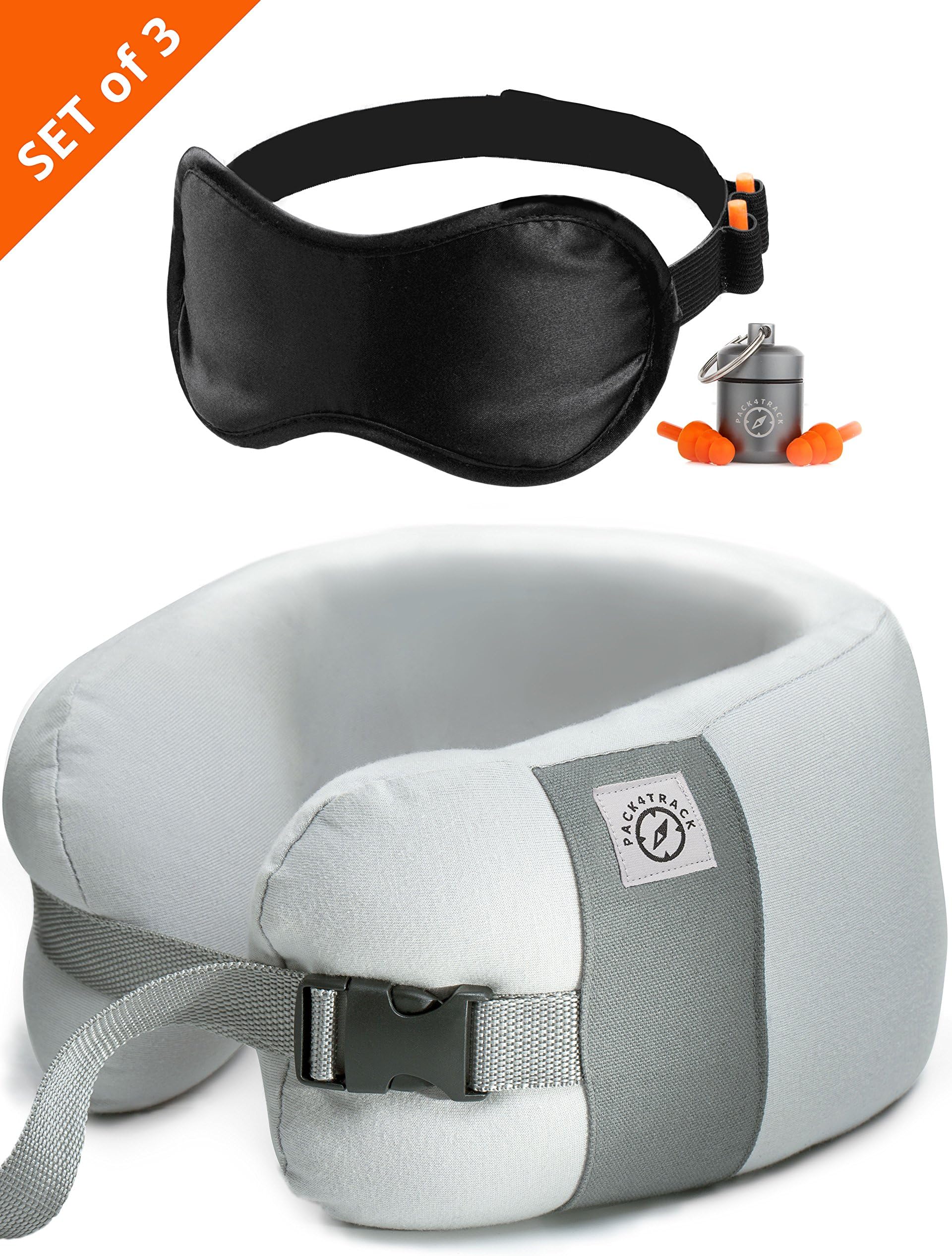 Soft Travel Pillow - Uniquely Designed To Be The Best Airplane Pillow For Travel - No More Neck Muscle Pain (3 in 1 Set)