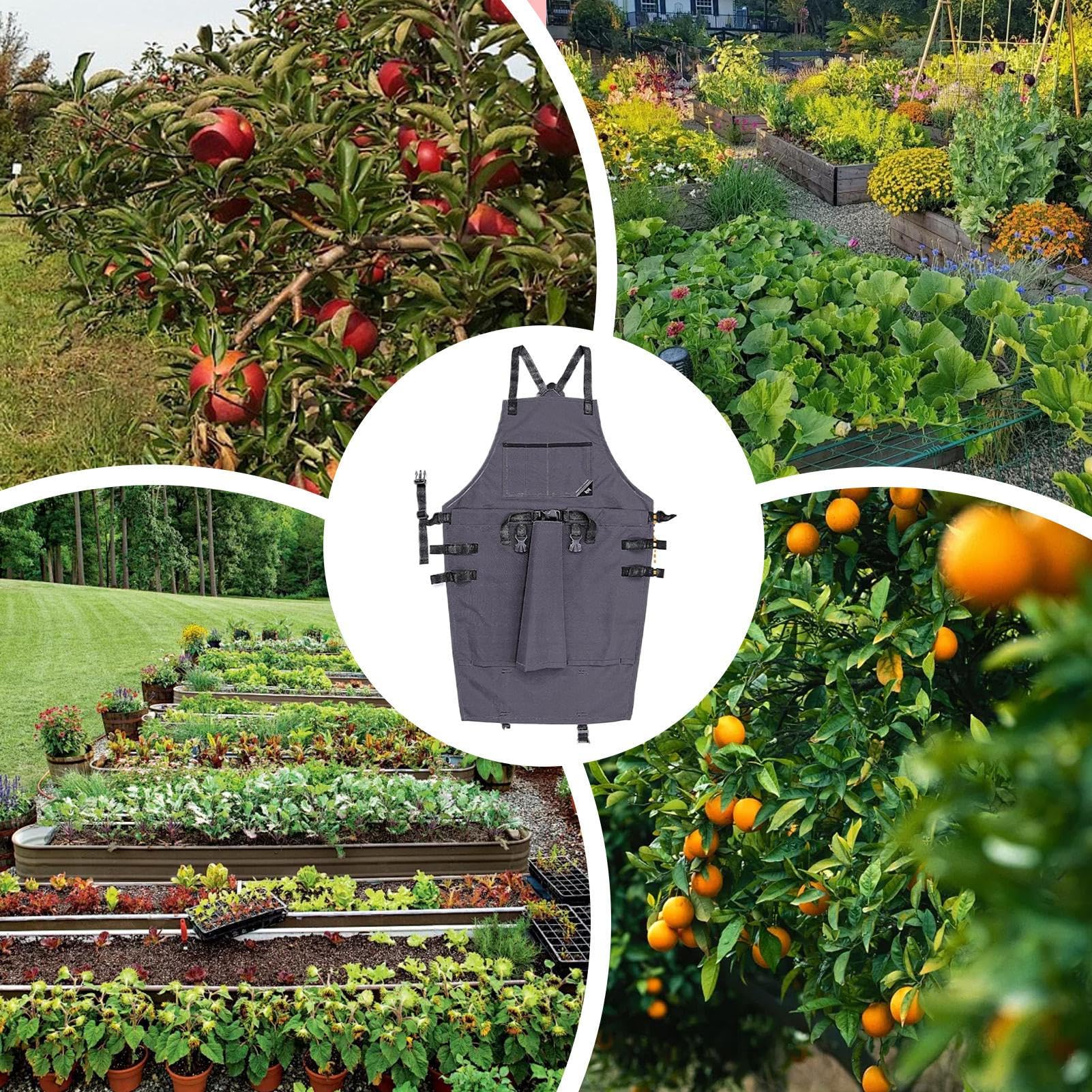 Tablier de jardin pour la récolte – Tablier de jardinage pour homme et femme | Accessoires pour le travail, la cuisine, la cuisine, le chef, la pelouse, la terrasse, la cueillette de fruits, la