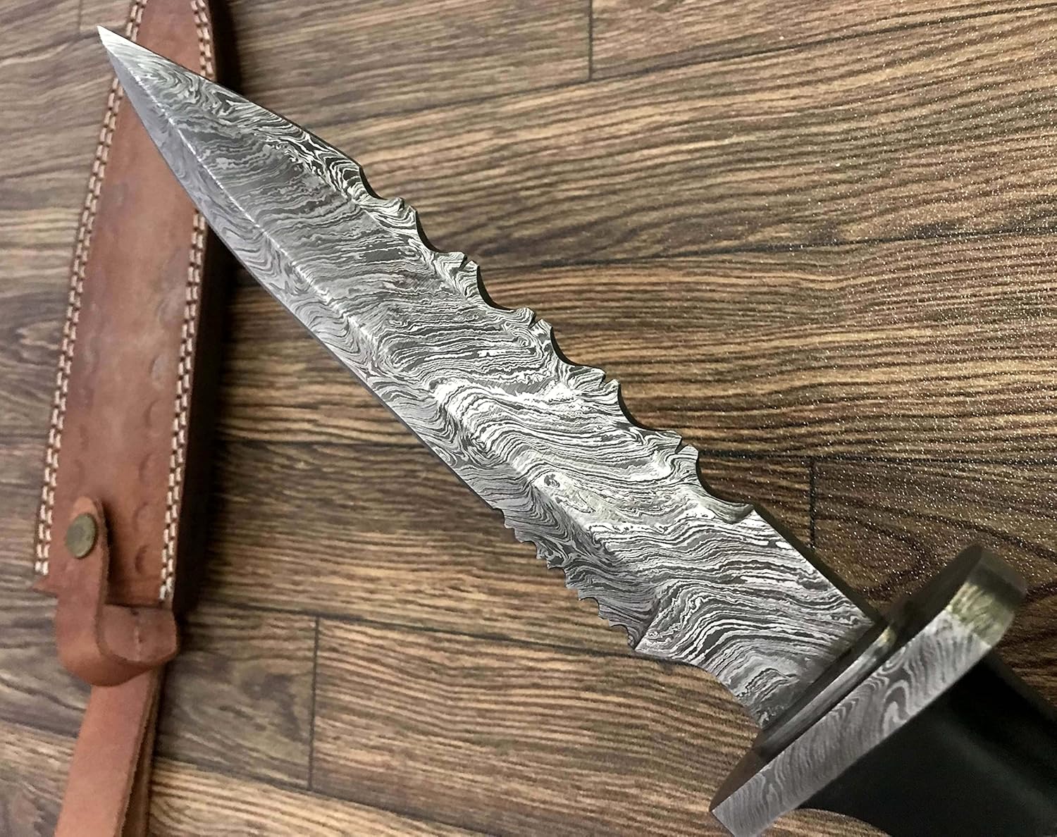 Poshland REG-HK-340, Handmade Damascus Steel 14 Inches Bowie Knife - Perfect Grip (G-10) Micarta Handle with Damascus Guard (REG-340)