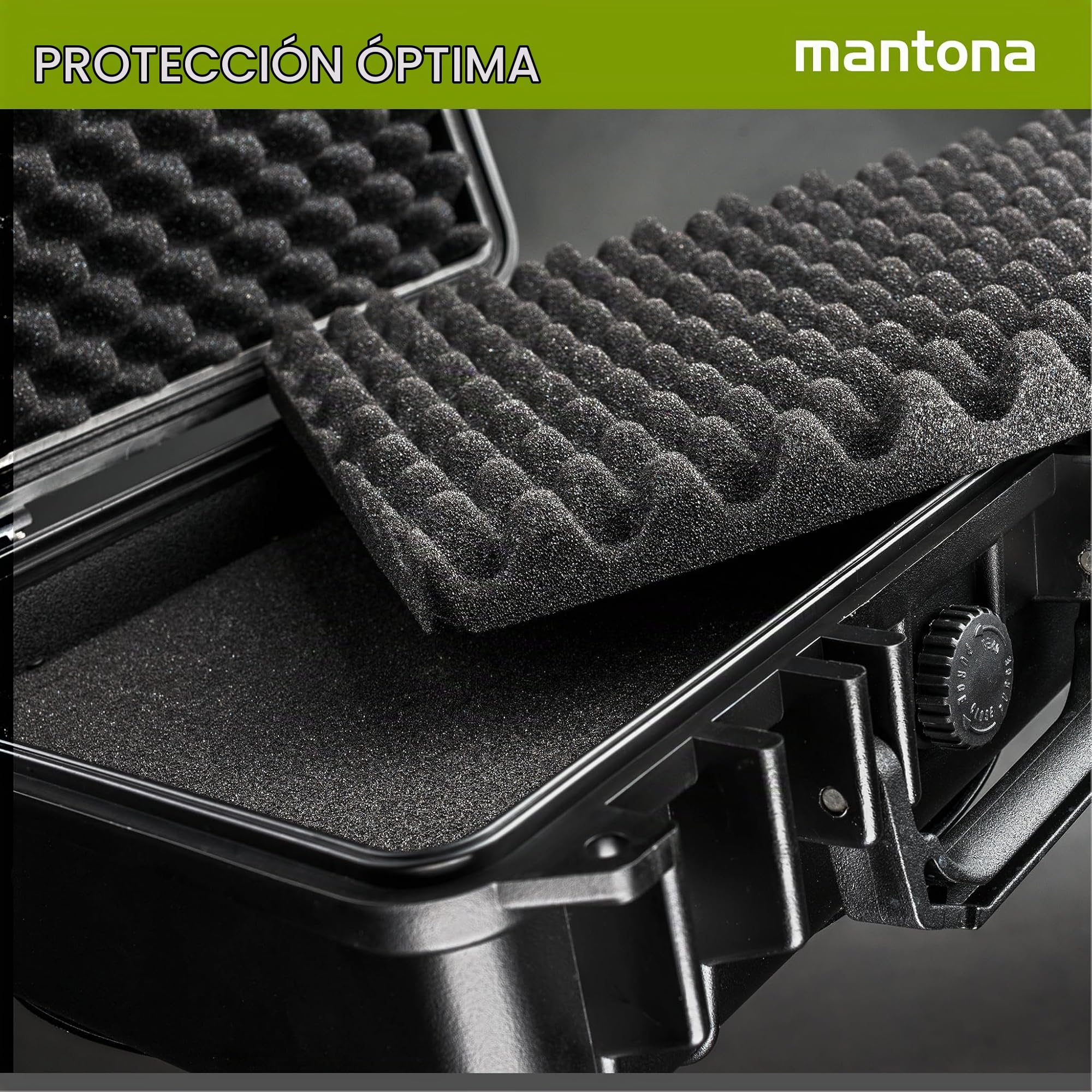 Mantona - Maletín de Exteriores para cámaras de Fotos (tamaño Mediano, Resistente al Agua, el Polvo y Las Rozaduras), Color Negro