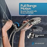 Vista 8 de SparkPod Cabezal de ducha de mano de níquel cepillado de 5 pulgadas, 9 ajustes de pulverización con interruptor de encendido/apagado, modo de lluvia