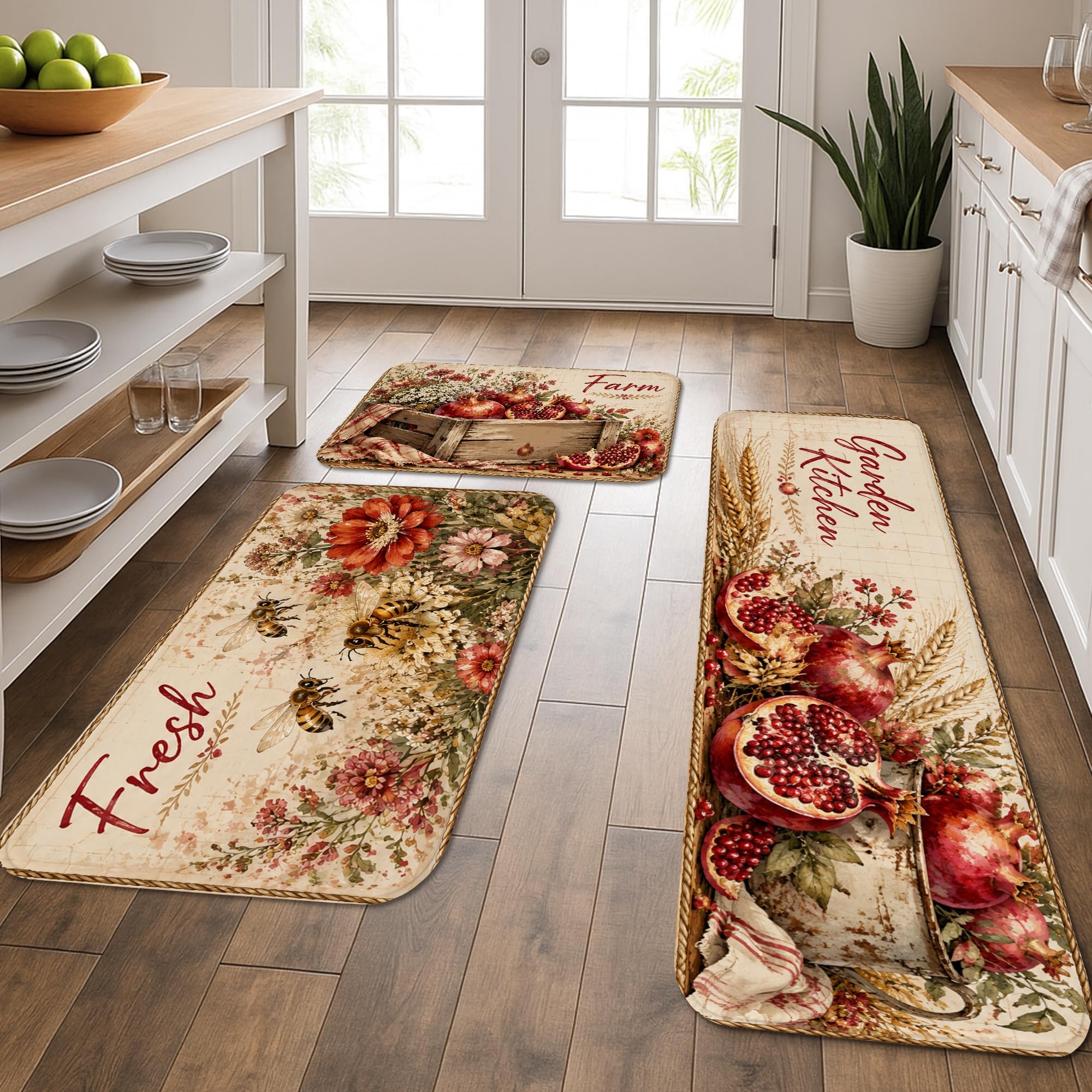 Tapis de cuisine lavable et doux lot de 3 pour sol de cuisine
