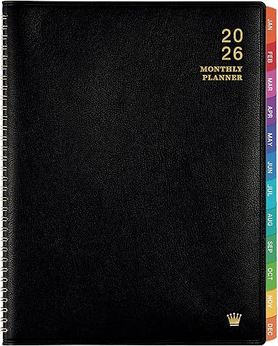 Agenda mensual 2026 - enero 2026 a diciembre 2026, agenda mensual 2026, 12 meses, piel sintética, 8.86 x 11.4 pulgadas, 15 páginas de notas, doble